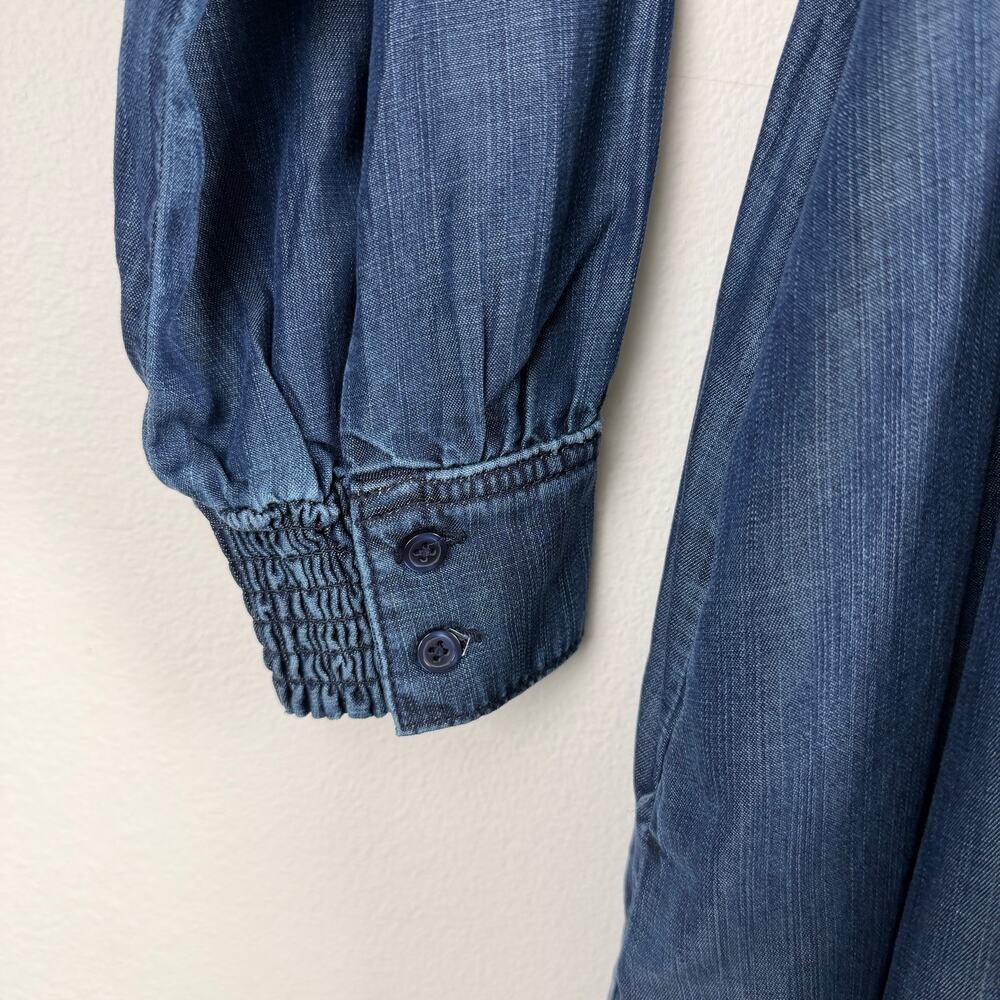 Denim Button-Front Midi Shirt Dress - Blue - Picture 6 of 11